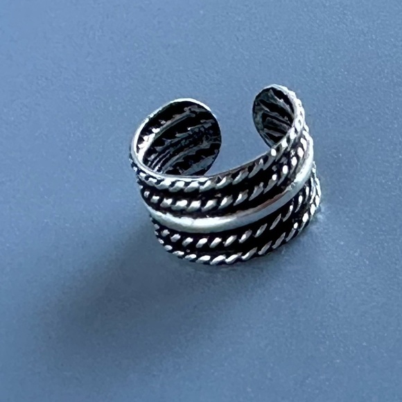 Sterling Silver Simi Wide Textured Ear Cuff - Picture 9 of 14